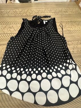 Elle Black and White Polka Dot Halter Tie Camisole Top